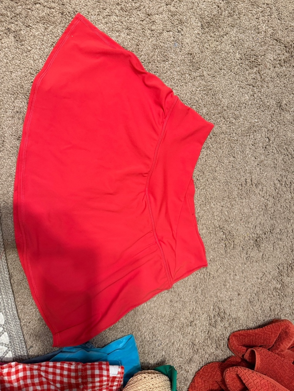 Red Athletic Skirt with Built-In Shorts